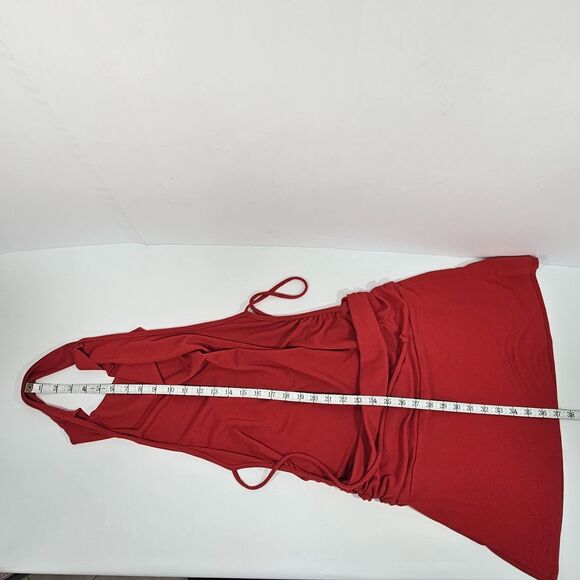 Free People Beach Valerie Mini Dress Red Cowl Neck Halter Backless Ruched Small - Picture 7 of 7